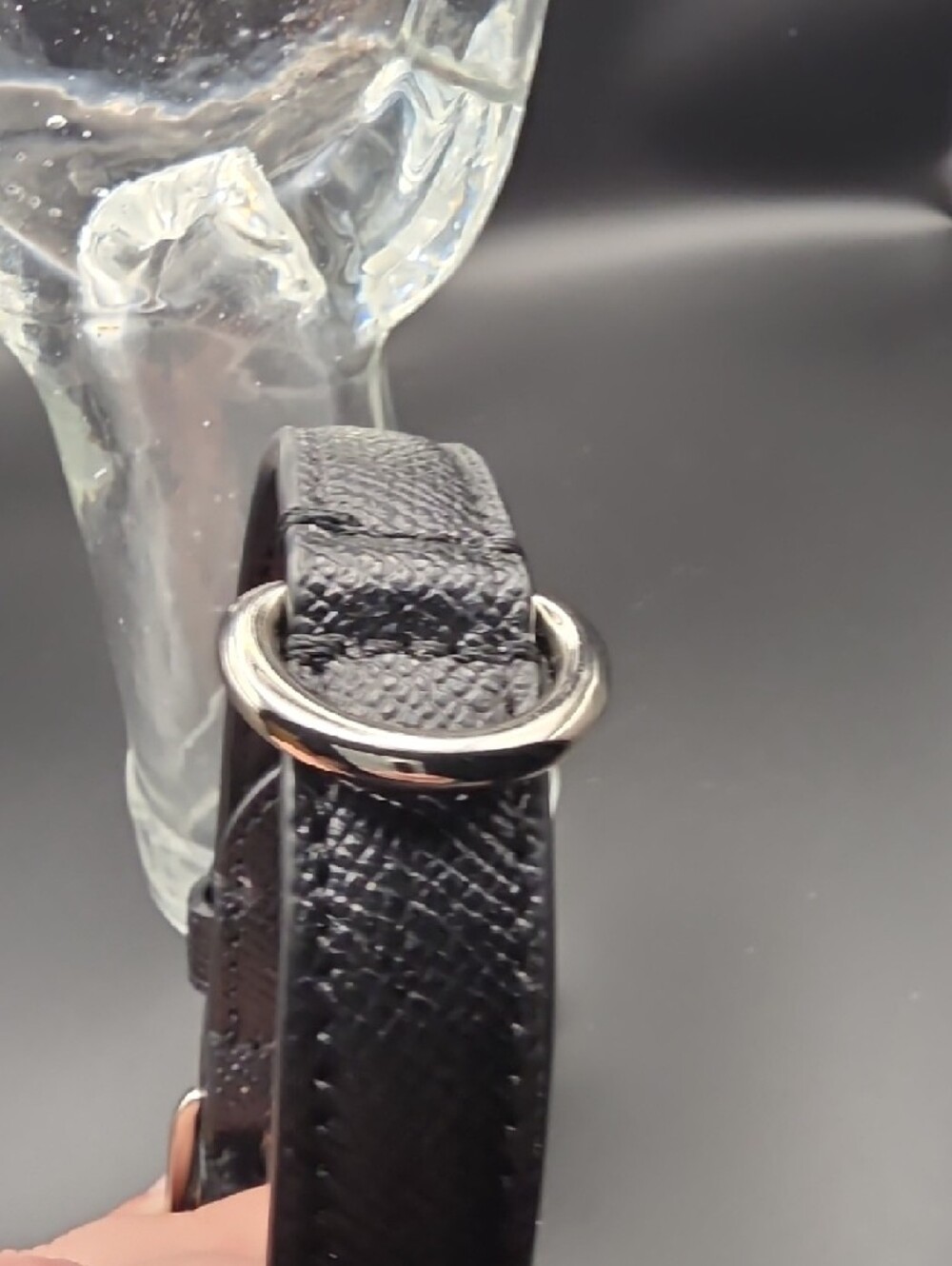 Coach Black Leather Dog Collar with Silver Bone Charm - Picture 5 of 7